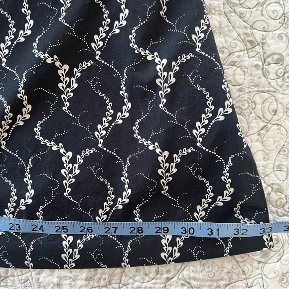 Ann Taylor Navy/White Lined Cotton Midi Dress Gathered Waist Feminine Classy - Picture 8 of 12